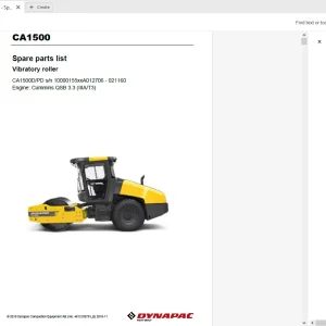 Dynapac CA1500 Vibratory Roller Parts Catalog Manual 4812159781_B PDF DOWNLOAD