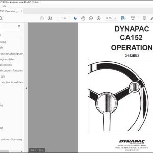 Dynapac CA152 Vibratory Roller Operation Manual SN 64X21600 - PDF DOWNLOAD