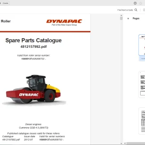 Dynapac CA2500 Vibratory Roller Parts Catalog Manual 4812157992 PDF DOWNLOAD