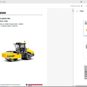 Dynapac CA2500 Vibratory Roller Parts Catalog Manual 4812159783_B PDF DOWNLOAD