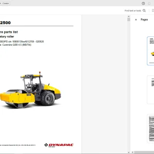Dynapac CA2500 Vibratory Roller Parts Catalog Manual 4812160186_B PDF DOWNLOAD