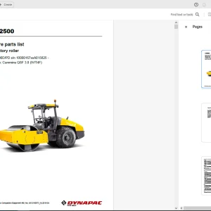 Dynapac CA2500 Vibratory Roller Parts Catalog Manual 4812160873_A PDF DOWNLOAD