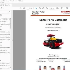 Dynapac CA270D Vibratory Roller Spare Parts Catalogue Manual SCA270D-IN2EN1 - PDF DOWNLOAD