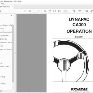 Dynapac CA300 Vibratory Roller Operation Manual SN 74X20300 - PDF DOWNLOAD