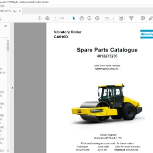 Dynapac CA610D Vibratory Roller Spare Parts Catalogue Manual 4812273256 - PDF DOWNLOAD