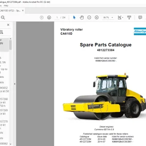 Dynapac CA610D Vibratory roller Spare Parts Catalogue Manual 4812273384 - PDF DOWNLOAD