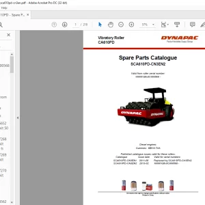Dynapac CA610PD Vibratory Roller Spare Parts Catalogue Manual SCA610PD-CN3EN2  - PDF DOWNLOAD
