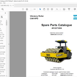 Dynapac CA610PD Vibratory roller Spare Parts Catalogue Manual 4812273264 - PDF DOWNLOAD