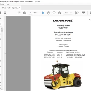 Dynapac  CC224CHF Vibratory Roller Spare Parts Catalogue manual  - PDF DOWNLOAD