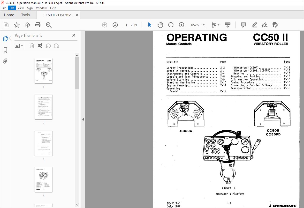 Dynapac CC50 II Vibratory Roller Operating Manual - PDF DOWNLOAD ...