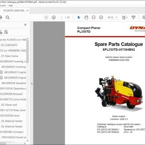 Dynapac Compact Planer PL350TD Spare Parts Catalogue Manual SN10000900C0A007384  - PDF DOWNLOAD