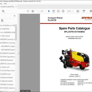 Dynapac Compact Planer PL350TD Spare Parts Catalogue Manual SN10000900H0A007494 -  PDF DOWNLOAD