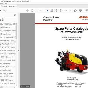 Dynapac Compact Planer PL350TD Spare Parts Catalogue Manual SN10000900H0A008998 -  PDF DOWNLOAD
