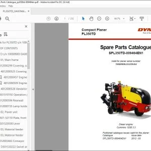 Dynapac Compact Planer PL350TD Spare Parts Catalogue Manual SN10000900J0A009464 - PDF DOWNLOAD