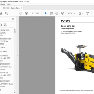 Dynapac Compact planers PL1000 Engine Deutz TCD2012 L06 Spare parts list Manual SN10000904x0C003152 – 004405 -  PDF DOWNLOAD