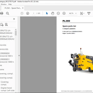 Dynapac Compact planers PL350 Engine Cummins QSB3.3 Spare parts list Manual -  PDF DOWNLOAD