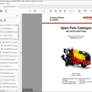 Dynapac Compact planers PL350TD Spare Parts Catalogue Manual SN10000900L0A006571 -  PDF DOWNLOAD