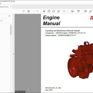 Dynapac Compactor DRA30 Engine DYNAPAC-275 DI TU Engine Operating & Maintenance Manual 4812333214_A - PDF DOWNLOAD