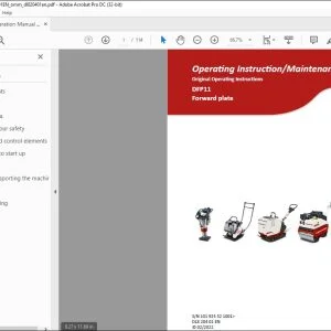 Dynapac DFP11 Forward plate Operating & Maintenanace Instruction Manual DL820401 - PDF DOWNLOAD