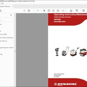 Dynapac DRP45DX Reversible plate Operating & Maintenance Instruction Manual DL820526 - PDF DOWNLOAD