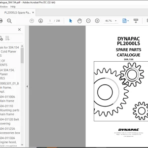 Dynapac PL2000 LS Spare Parts catalogue Manual 504.154 - PDF DOWNLOAD