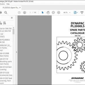 Dynapac PL2000LS SPARE PARTS CATALOGUE MANUAL 504.150 -  PDF DOWNLOAD