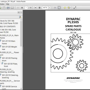 Dynapac PL350S SPARE PARTS CATALOGUE MANUAL 501-166  -PDF DOWNLOAD