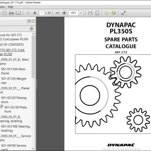 Dynapac PL350S SPARE PARTS CATALOGUE MANUAL 501-173 -  PDF DOWNLOAD