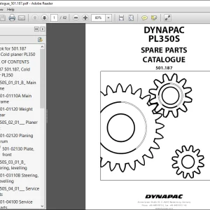 Dynapac PL350S SPARE PARTS CATALOGUE MANUAL 501.187  - PDF DOWNLOAD