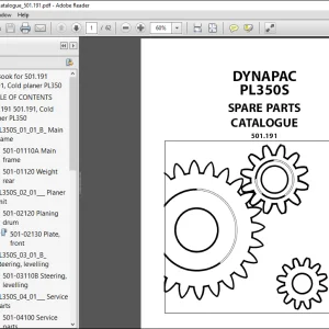 Dynapac PL350S SPARE PARTS CATALOGUE MANUAL 501.191  - PDF DOWNLOAD