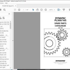 Dynapac PL500 16S SPARE PARTS CATALOGUE MANUAL 503.159 -  PDF DOWNLOAD