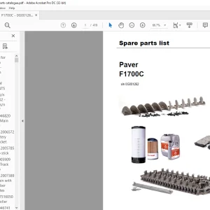Dynapac Paver F1700C Spare parts list Manual SN0G001262 - PDF DOWNLOAD
