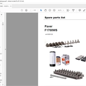 Dynapac Paver F1700WS Spare parts list Manual SN0G001130 -  PDF DOWNLOAD