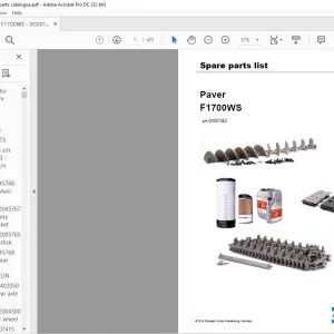 Dynapac Paver F1700WS Spare parts list Manual SN0G001343 -  PDF DOWNLOAD