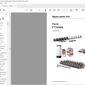 Dynapac Paver F1700WS Spare parts list Manual SN0G001224 - PDF DOWNLOAD