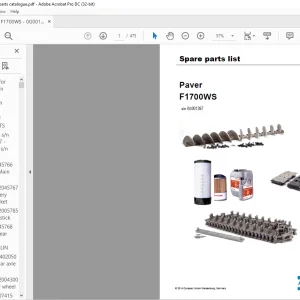 Dynapac Paver F1700WS Spare parts list Manual SN0G001397 - PDF DOWNLOAD