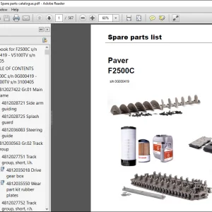 Dynapac Paver F2500C Spare parts list Manual 0G000419 -  PDF DOWNLOAD
