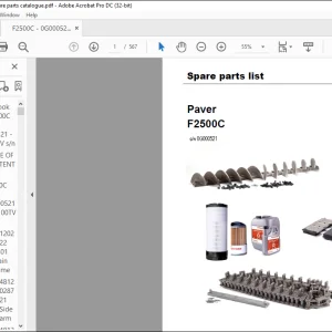 Dynapac Paver F2500C Spare parts list Manual SN0G000521 - PDF DOWNLOAD