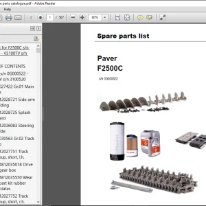 Dynapac Paver F2500C Spare parts list Manual SN0G000522 - PDF DOWNLOAD
