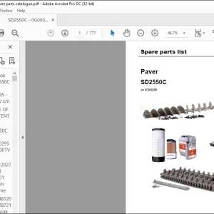 Dynapac Paver MF2500C Spare parts list Manual SN0G000295 - PDF DOWNLOAD