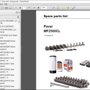Dynapac Paver MF2500CL Spare parts list Manual SN0G001218 -  PDF DOWNLOAD
