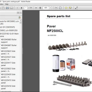 Dynapac Paver MF2500CL Spare parts list Manual SN0G001293 -  PDF DOWNLOAD