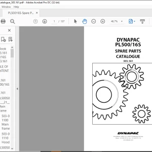 Dynapac Paver MF2500CS Spare parts list Manual SN0G001190 -  PDF DOWNLOAD