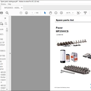 Dynapac Paver MF2500CS Spare parts list Manual SN0G001190 - PDF DOWNLOAD