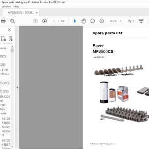 Dynapac Paver MF2500CS Spare parts list Manual SN0G001253 - PDF DOWNLOAD