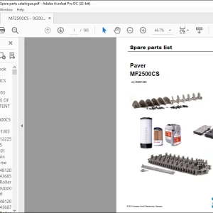 Dynapac Paver MF2500CS Spare parts list Manual SN0G001303  - PDF DOWNLOAD