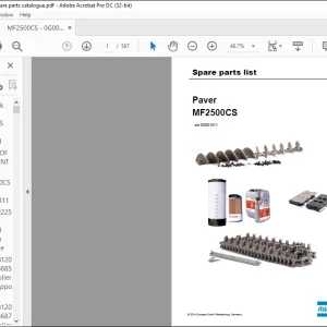 Dynapac Paver MF2500CS Spare parts list Manual SN0G001311 -  PDF DOWNLOAD