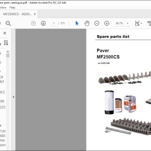 Dynapac Paver MF2500CS Spare parts list Manual SN0G001399 - PDF DOWNLOAD
