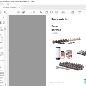 Dynapac Paver SD2550C Spare parts list Manual SN0G000329 - PDF DOWNLOAD