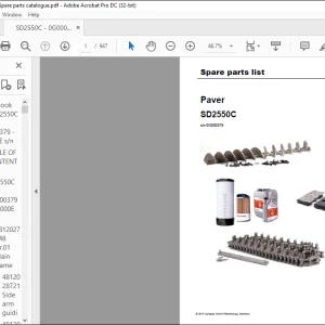 Dynapac Paver SD2550C Spare parts list Manual SN0G000379 -  PDF DOWNLOAD